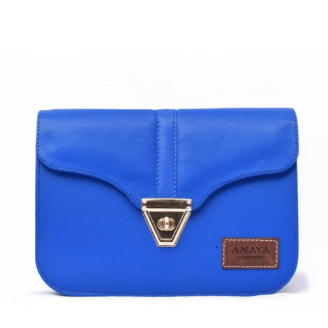 Anaya Boston Handmade Blue Leather Flap Shoulder Bag