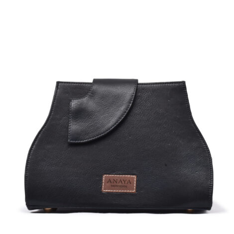 Anaya Boston Handmade Black Leather Flap Shoulder Bag